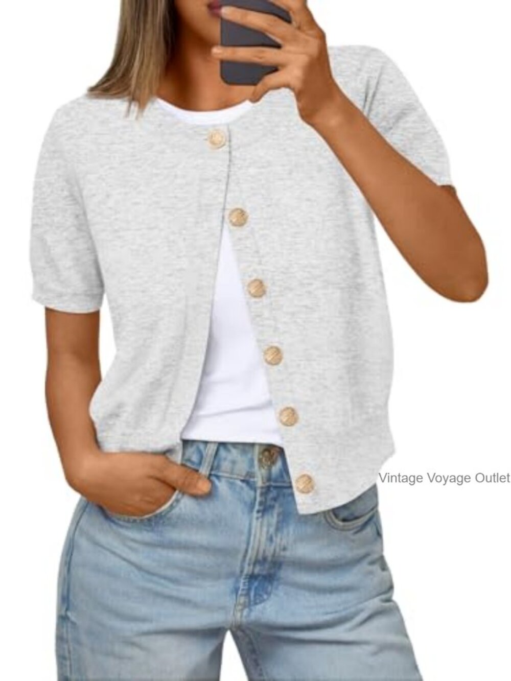Cropped Cardigan for Women Short Sleeve Knit Sweater Y2K Trendy Cute Casual